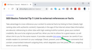 link to external references or facts provides link juices across websites on the internet and build domain authority